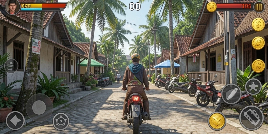Tampilan utama permainan yang menarik dan dinamis.